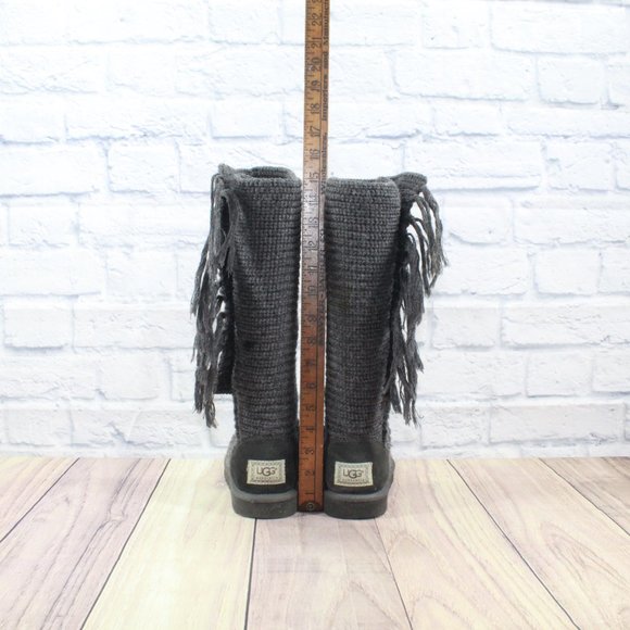 UGG Australia Gray Knit Sweater Classic Cardy Tall Boots Size US 7 - Picture 12 of 12